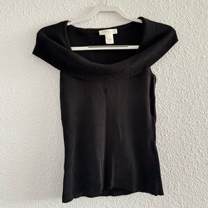 White House Black Market Off Shoulder Rayon Black Top Size Small